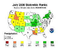 July 2008 Statewide Precipitation Ranks.