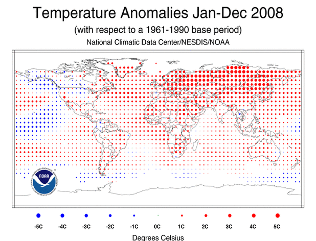 Global Temperature Anomalies year 2008